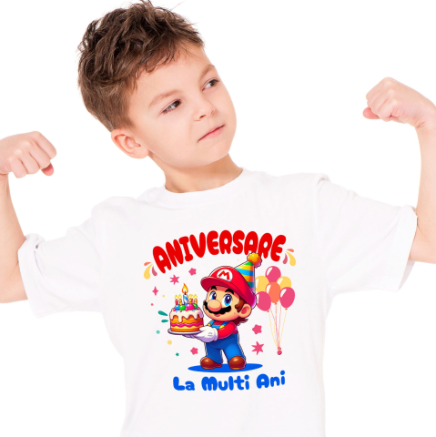 Aniversare - Tricou Copii cu Minecraft Aniversare – Aventuri si Surprize in Cuburi 100% Bumbac, Alb, 6 Ani