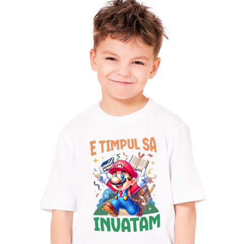 Educatie - Tricou Copii cu Minecraft Si Aventuri De Lectura 100% Bumbac, Alb, 8 Ani