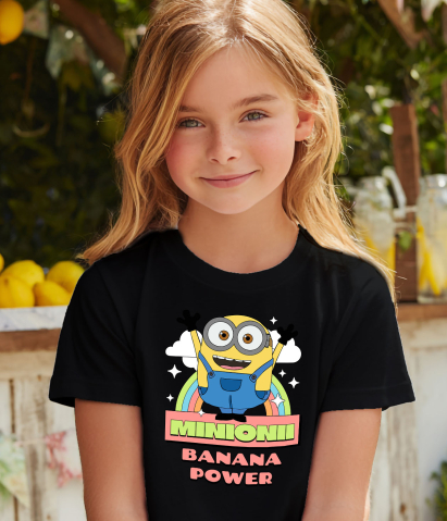 Tricou Copii cu Minionul în Lumea Veseliei 100% Bumbac, Negru, 12 Ani [3]