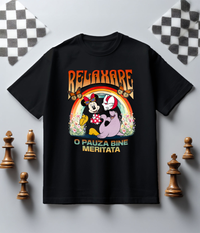 Tricou Copii cu Minnie Bucuroasa Se Joaca cu Prietenii 100% Bumbac, Negru, 10 Ani [4]