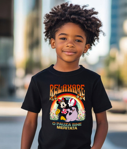 Tricou Copii cu Minnie Bucuroasa Se Joaca cu Prietenii 100% Bumbac, Negru, 10 Ani [3]
