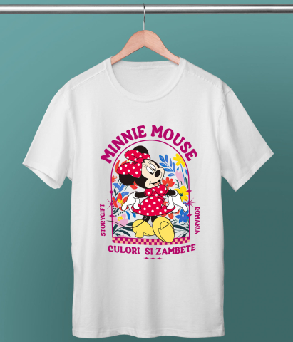 Tricou Copii cu Minnie, cu flori strălucitoare în jurul ei 100% Bumbac, Alb, 8 Ani [4]