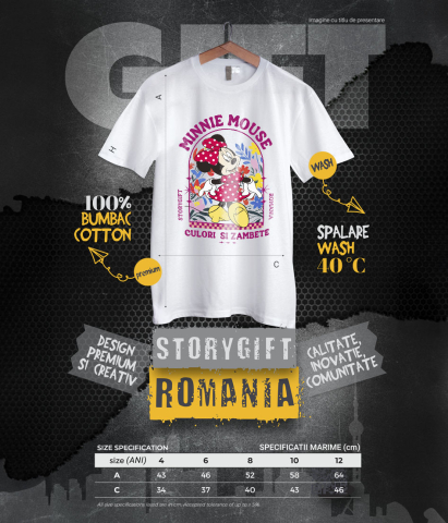 Tricou Copii cu Minnie, cu flori strălucitoare în jurul ei 100% Bumbac, Alb, 8 Ani [5]