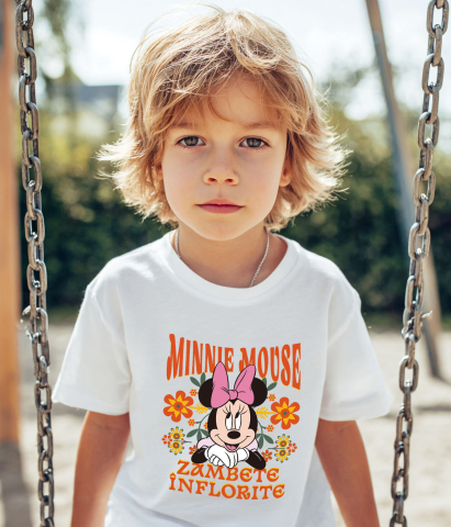 Tricou Copii cu Minnie, dragoste și veselie 100% Bumbac, Alb, 12 Ani [3]