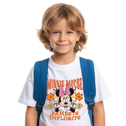 Tricou Copii cu Minnie, dragoste și veselie 100% Bumbac, Alb, 12 Ani [1]