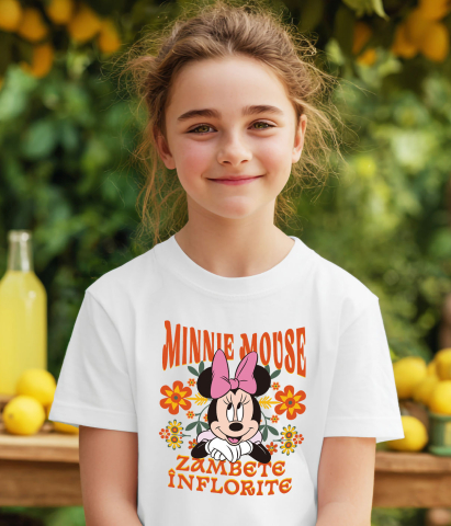 Tricou Copii cu Minnie, dragoste și veselie 100% Bumbac, Alb, 12 Ani [2]