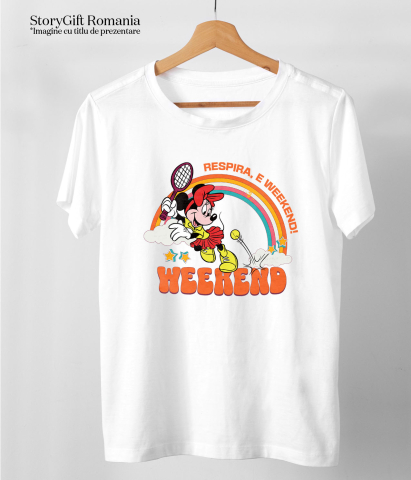 Tricou Copii cu Minnie In Actiune la Tenis 100% Bumbac, Alb, 6 Ani [4]