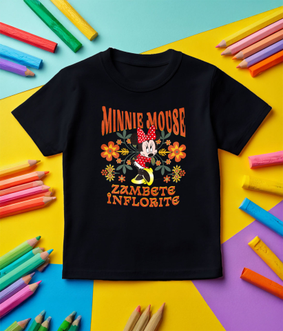 Tricou Copii cu Minnie, iubitoare și veselă 100% Bumbac, Negru, 12 Ani [4]