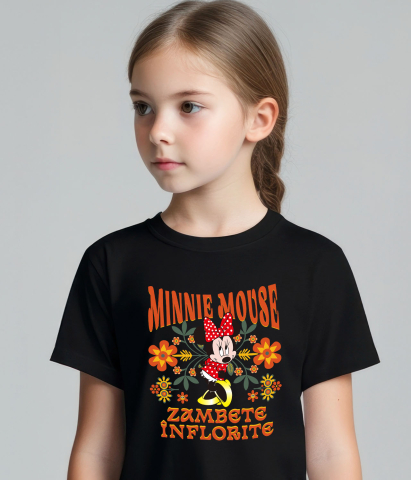Tricou Copii cu Minnie, iubitoare și veselă 100% Bumbac, Negru, 12 Ani [2]