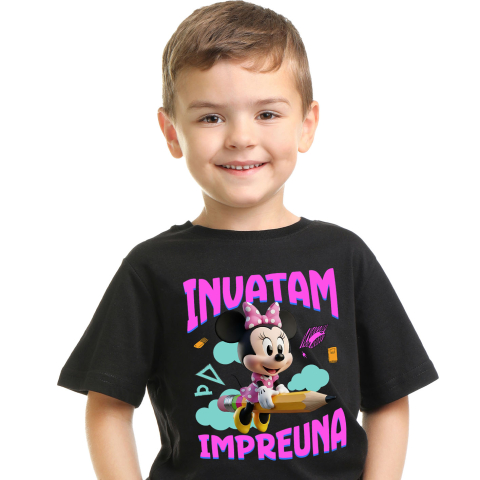 Tricou Copii cu Minnie Mouse – Inspiratie pentru Micile Aventuriere 100% Bumbac, Negru, 12 Ani [1]