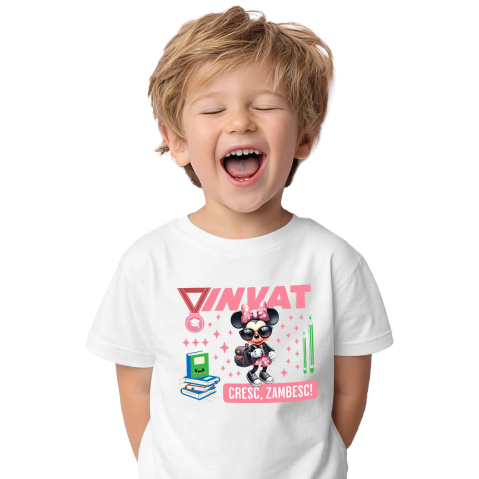 Tricou Copii cu  Minnie Mouse – Prietenul Meu de Invatare 100% Bumbac, Alb, 12 Ani [1]