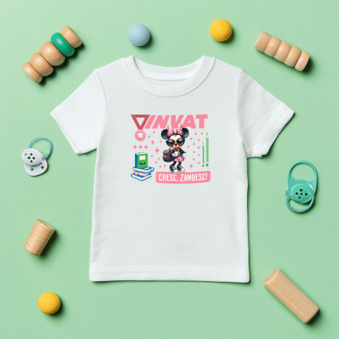Tricou Copii cu  Minnie Mouse – Prietenul Meu de Invatare 100% Bumbac, Alb, 12 Ani [4]