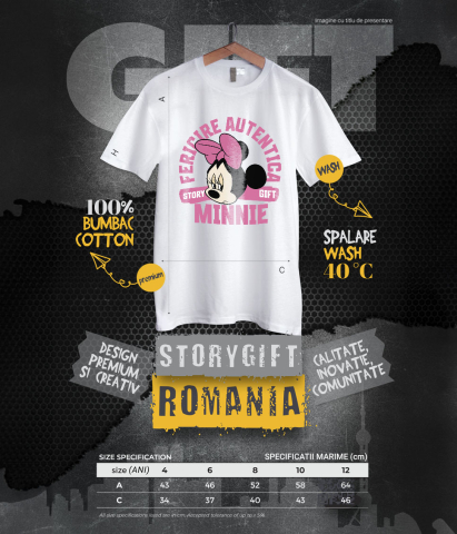 Tricou Copii cu Minnie, povestea unei zile triste 100% Bumbac, Alb, 12 Ani [5]