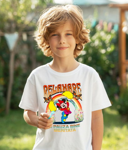 Tricou Copii cu Minnie Se Bucura Dansand Fara Oprire 100% Bumbac, Alb, 6 Ani [3]