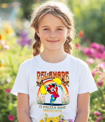 Tricou Copii cu Minnie Se Bucura Dansand Fara Oprire 100% Bumbac, Alb, 6 Ani [2]