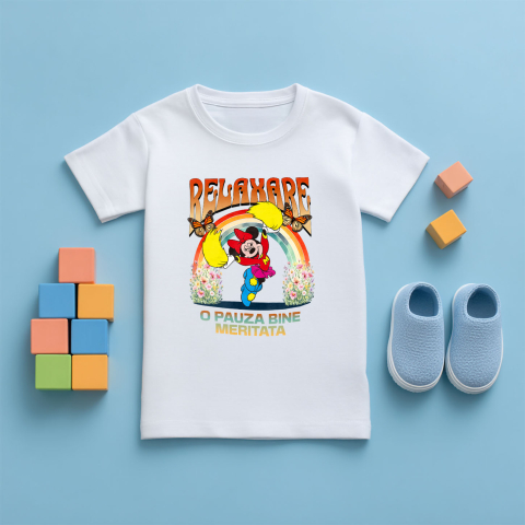 Tricou Copii cu Minnie Se Bucura Dansand Fara Oprire 100% Bumbac, Alb, 6 Ani [4]