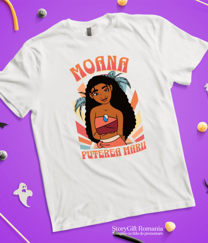 Tricou Copii cu Moana - Printesa curajoasa 100% Bumbac, Alb, 10 Ani [4]
