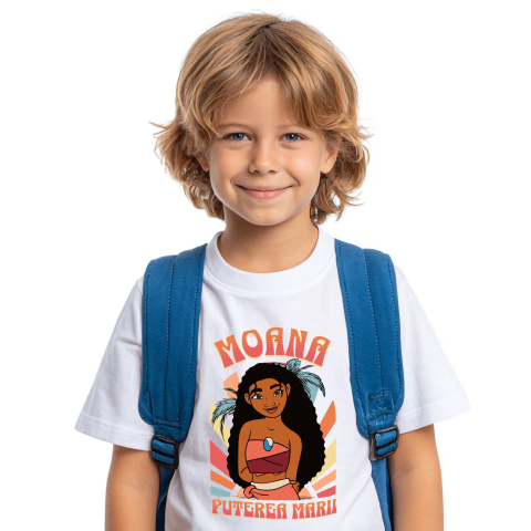 Tricou Copii cu Moana - Printesa curajoasa 100% Bumbac, Alb, 10 Ani [1]