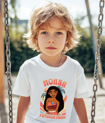 Tricou Copii cu Moana - Printesa curajoasa 100% Bumbac, Alb, 10 Ani [3]