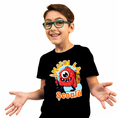 Tricouri - Tricou Femei, Barbati, Copii, Fata, Baiat, Unisex Personalizat Monstru cu Un Ochi și Rucsac Școlar | Rechizite și Vacanță Educațională pentru Copii