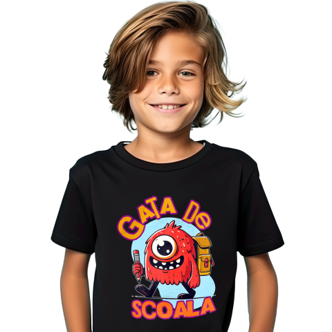 Copii - Tricou Femei, Barbati, Copii, Fata, Baiat, Unisex Personalizat Monstru Vesel cu Blană Roșie – Cadou Personalizat Educațional pentru Copii