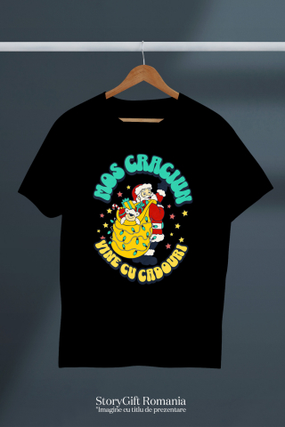Tricou Femei, Barbati, Copii, Fata, Baiat, Unisex Personalizat Tricou Personalizat Crăciun – Moș Crăciun Vesel cu Sac Plin de Cadouri [2]