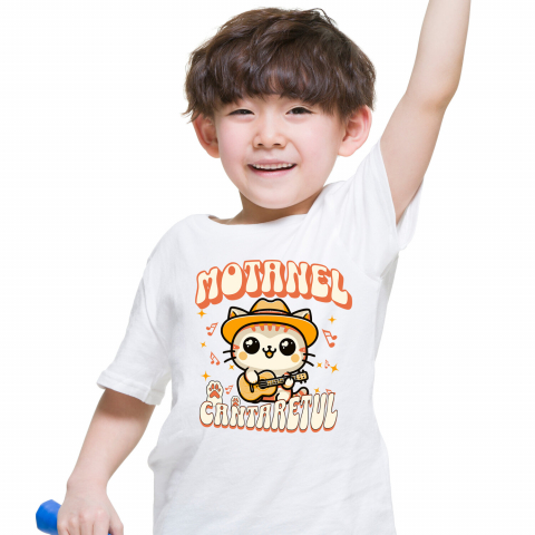 Tricou Femei, Barbati, Copii, Fata, Baiat, Unisex Personalizat Motan Cu Pălărie Mexicană și Chitară – Cadou Personalizat Motănel Cântărețul pentru Copii și Familie [1]