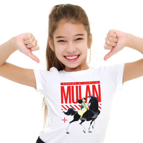 Tricouri - Tricou Copii cu Mulan - Eroina in miscare 100% Bumbac, Alb, 8 Ani