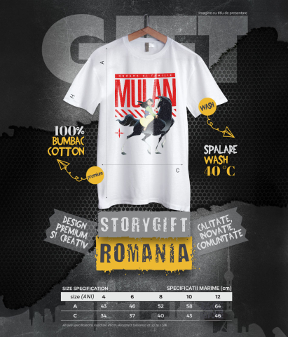 Tricou Copii cu Mulan - Eroina in miscare 100% Bumbac, Alb, 8 Ani [5]