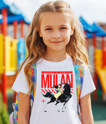 Tricou Copii cu Mulan - Eroina in miscare 100% Bumbac, Alb, 8 Ani [2]