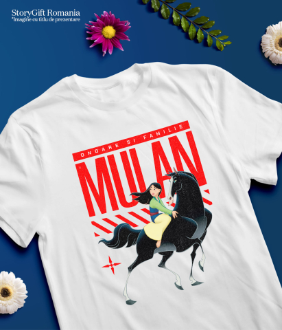 Tricou Copii cu Mulan - Eroina in miscare 100% Bumbac, Alb, 8 Ani [4]