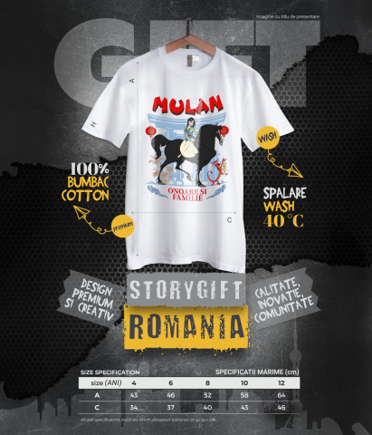 Tricou Copii cu Mulan si calul ei - Aventuri pe drumuri de lupta 100% Bumbac, Alb, 12 Ani [5]