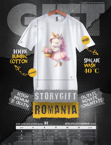 Tricou Copii cu o carte deschisa si cu multe flori, ilustratie, trandafir, roz, plante, lectura, pasiune  100% Bumbac, Unisex, Alb, 12 Ani, 64CM [2]