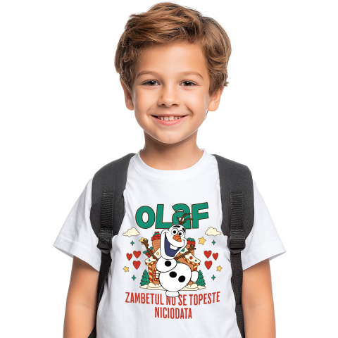 Tricouri - Tricou Copii cu Olaf - Prietenul care face iarna mai frumoasa 100% Bumbac, Alb, 8 Ani