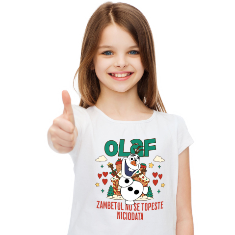 Tricou Copii cu Olaf - Prietenul care face iarna mai frumoasa 100% Bumbac, Alb, 8 Ani [1]