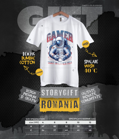 Tricou Femei, Barbati, Copii, Fata, Baiat, Unisex Personalizat Om în Costum Astronaut „Sunt În Lumea Mea” - Cadou Personalizat Gamer [5]