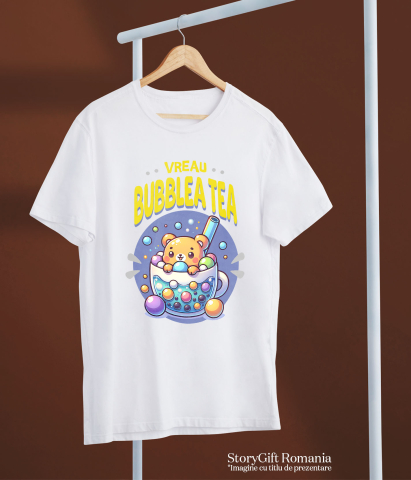Tricou Femei, Barbati, Copii, Fata, Baiat, Unisex Personalizat „Pahar cu Bule și Ursuleț pentru Ceai Rece - Bubble Tea Cadou Personalizat” [4]