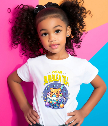 Tricou Femei, Barbati, Copii, Fata, Baiat, Unisex Personalizat „Pahar cu Bule și Ursuleț pentru Ceai Rece - Bubble Tea Cadou Personalizat” [3]