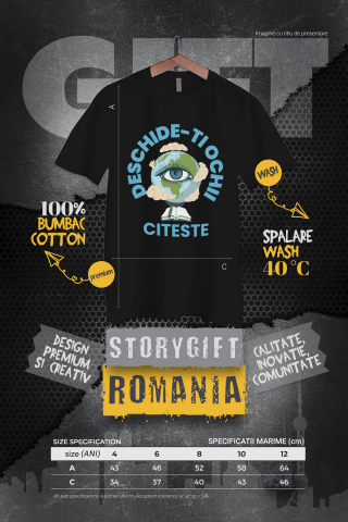 Tricou Femei, Barbati, Copii, Fata, Baiat, Unisex Personalizat "Produse educaționale personalizate – Pământ Tera cu ochi gene lungi și carte deschisă" [3]
