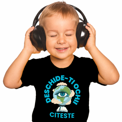 PLANETA - Tricou Femei, Barbati, Copii, Fata, Baiat, Unisex Personalizat "Produse educaționale personalizate – Pământ Tera cu ochi gene lungi și carte deschisă"