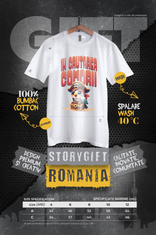 Tricou Femei, Barbati, Copii, Fata, Baiat, Unisex Personalizat „Papagal Pirat Colorat Cu Pălărie Și Cufăr De Comori – Cadou Personalizat „În Căutarea Comorii”” [3]