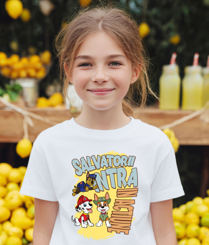 Tricou Copii cu Patrula Catelusilor Chase, Marshall și Rocky - Salvatori curajoșsi, solutii rapide 100% Bumbac, Alb, 12 Ani [2]