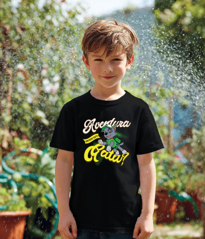 Tricou Copii cu Patrula Catelusilor Rocky - Salvatorul care protejeaza planeta 100% Bumbac, Negru, 6 Ani [3]