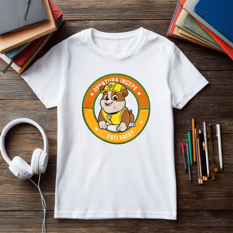 Tricou Copii Patrula Catelusilor Rubble, 100% Bumbac, Alb, 6 Ani [4]