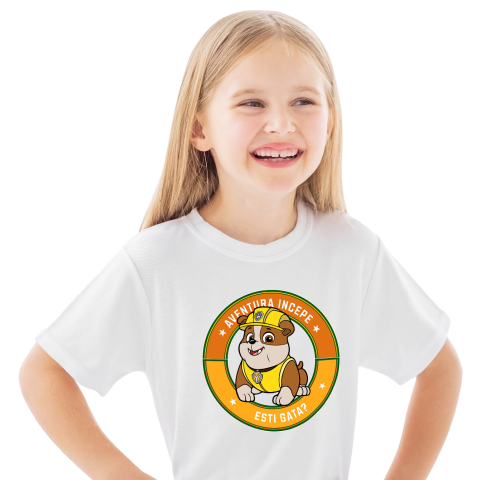 Tricou Copii Patrula Catelusilor Rubble, 100% Bumbac, Alb, 6 Ani [1]