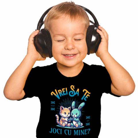 Tricou Femei, Barbati, Copii, Fata, Baiat, Unisex Personalizat Tricou Personalizat Pisică și Iepure – Cadou Jucăuș pentru Copii | Desene Animate