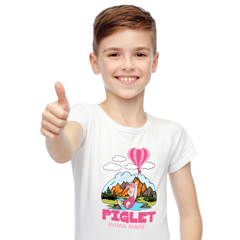 Tricouri - Tricou Copii cu Piglet - Micutul care face lumea mai frumoasa 100% Bumbac, Alb, 10 Ani