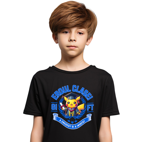 Tricou Copii cu Pikachu – Aventuri Si Note Mari 100% Bumbac, Negru, 12 Ani [1]