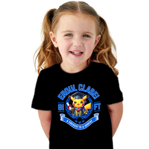 Educatie - Tricou Copii cu Pikachu – Aventuri Si Note Mari 100% Bumbac, Negru, 12 Ani
