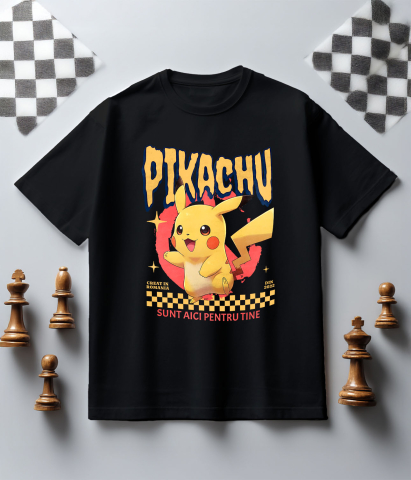 Tricou Copii cu Pikachu Cadru Plin de Veselie Disney 100% Bumbac, Negru, 10 Ani [4]